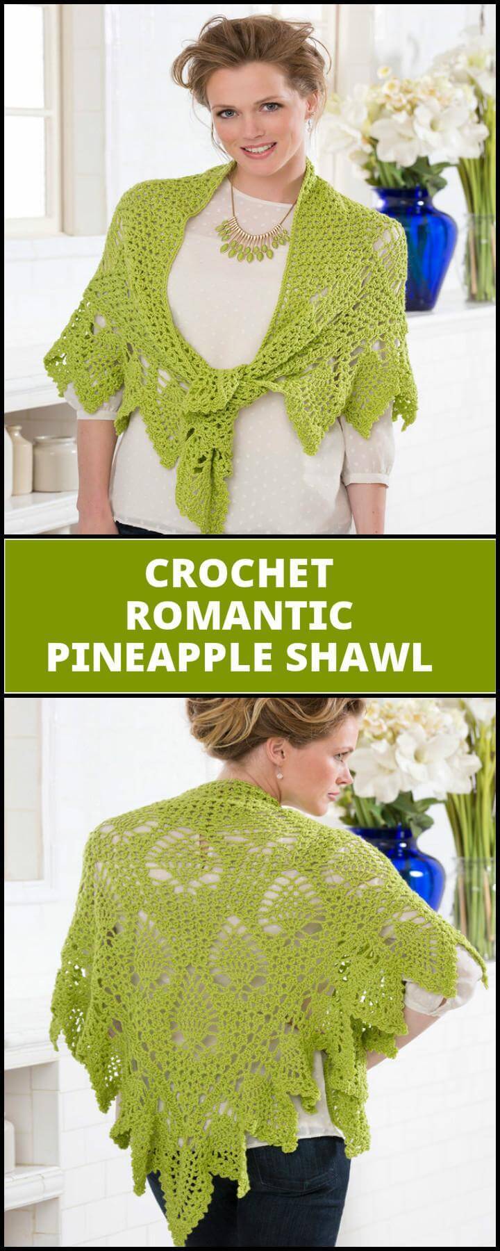 free crochet romantic pineapple shawl
